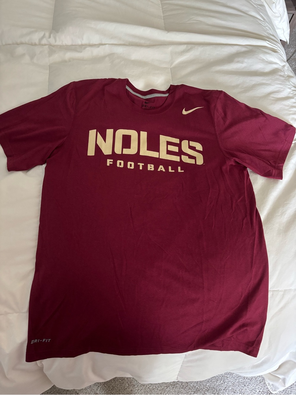 Nike Garnet Dri-FIT NOLES Football Crew Neck Tee